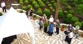 An event tent on the Stetson Mansion grounds